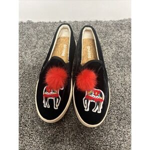 Soludos Shoes Women's Size 5 Black Velvet‎ Show Pony Sneakers
